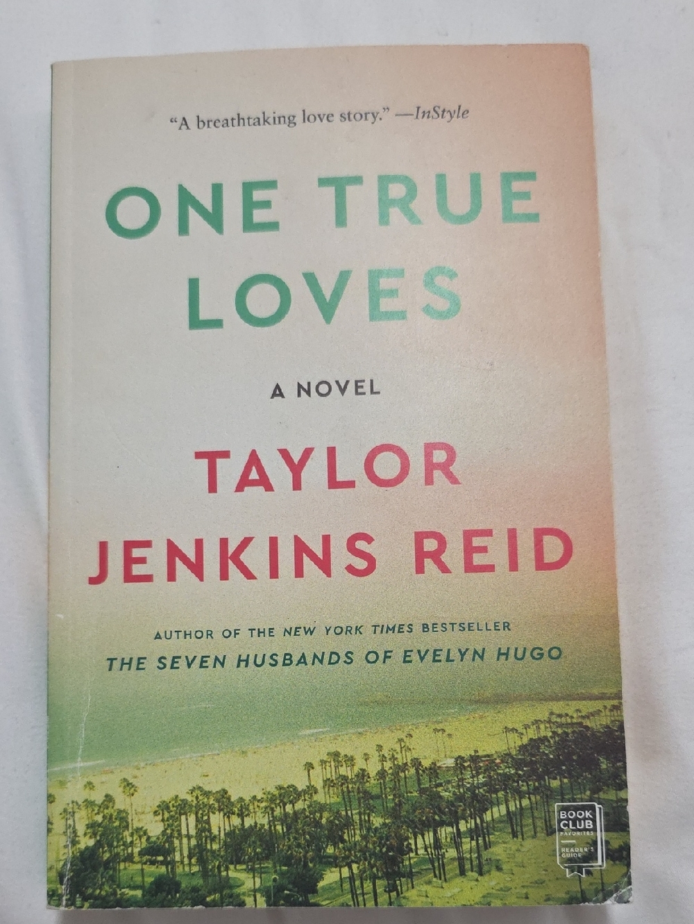 One True Loves by Taylor Jenkins Reid - Beach Cover, Green & Pink